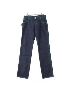 Bottega Veneta Denim Green Stitch Pants Jeans Indigo Blue 38